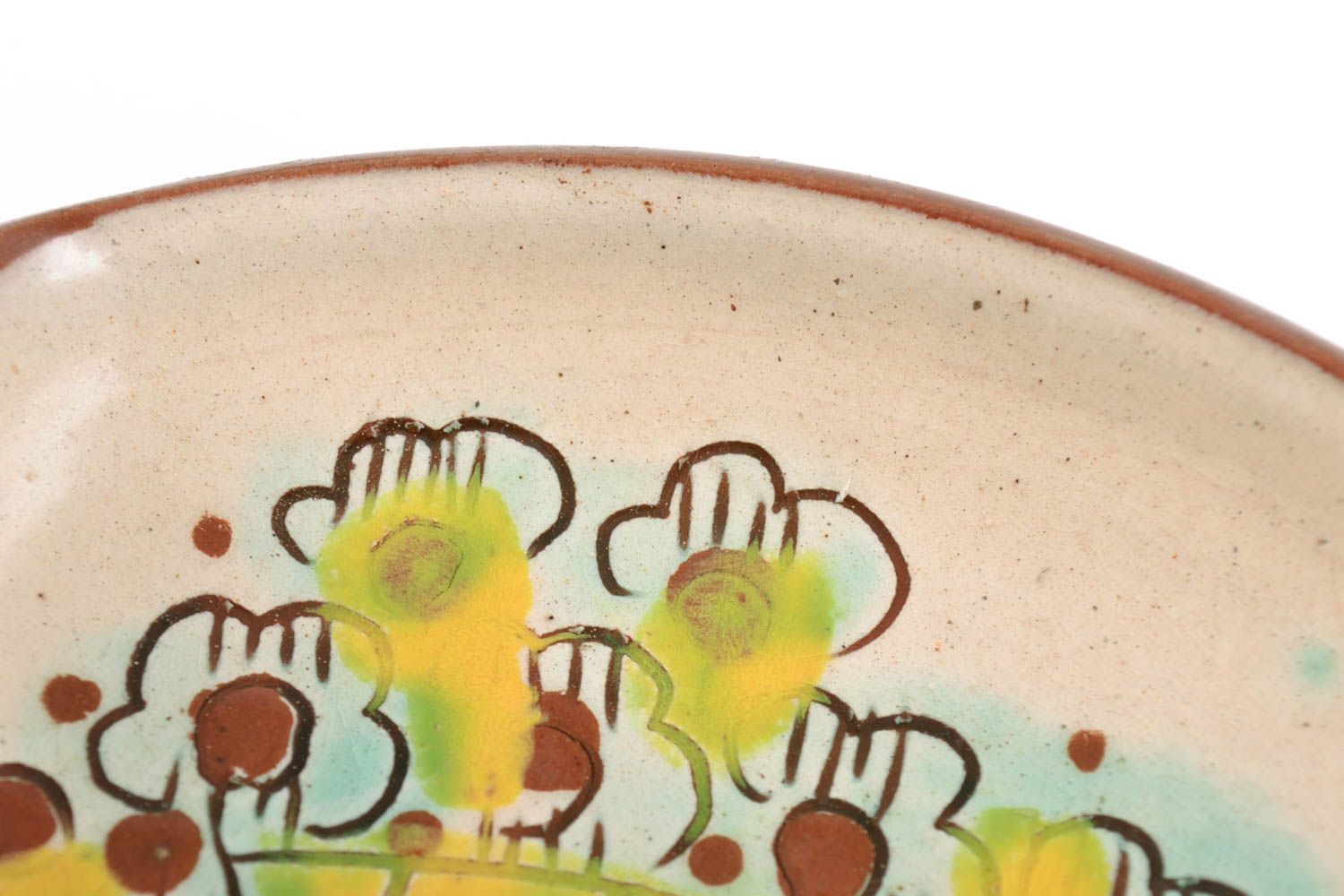 Petite assiette en céramique brune peinte de glaçure faite main murale   photo 3