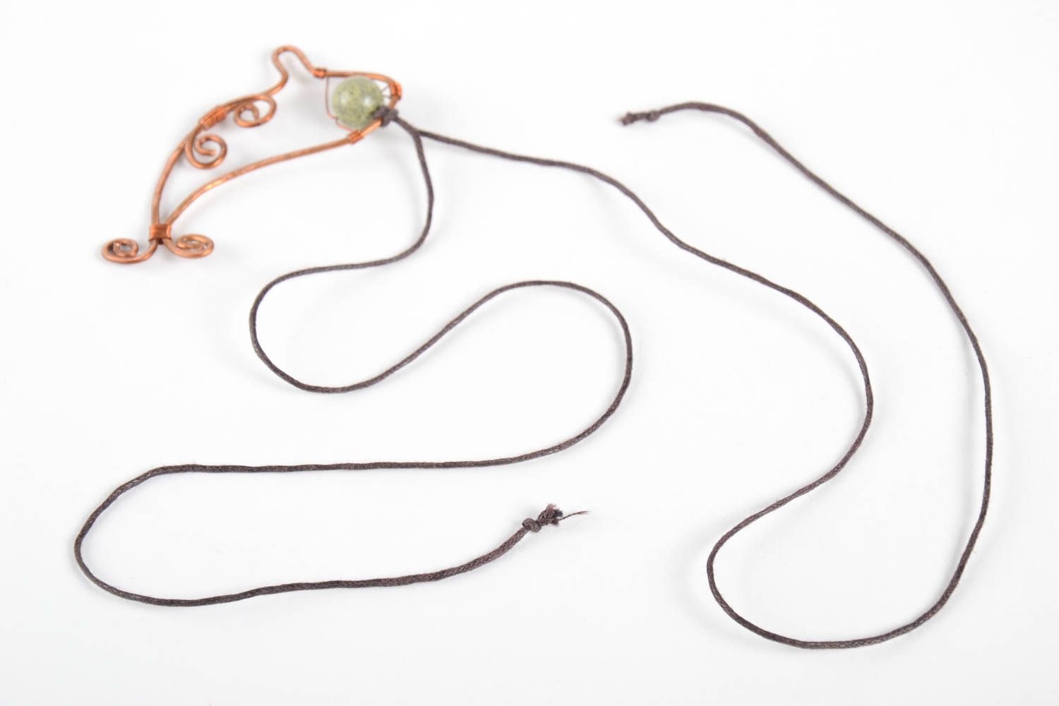 Handmade copper necklace elegant pendant handmade jewelry with natural stones photo 5