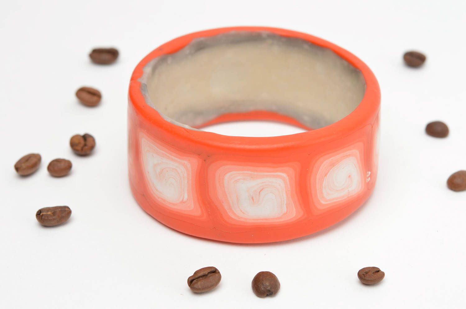 Handmade Armband aus Polymerton grell schön in Orange für Damen stilvoll foto 1
