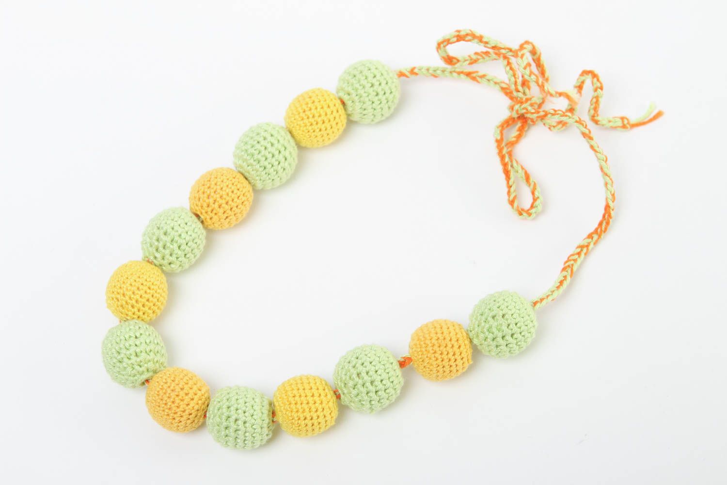 Handmade natural necklace crocheted nursing necklace designer accessory photo 2