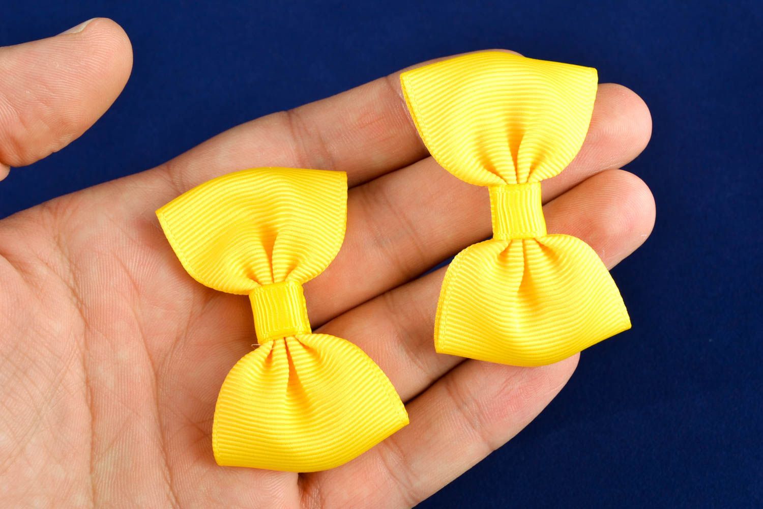 Unusual handmade hair bow 2 pieces bow hair clips textile barrette gifts for her photo 3