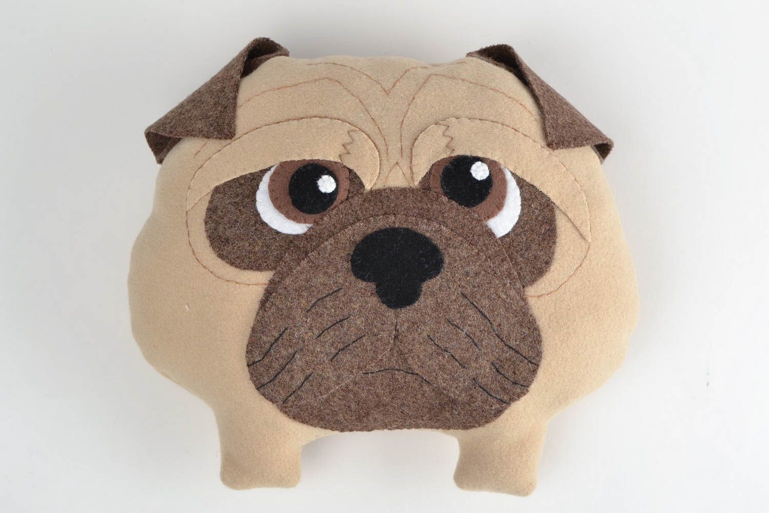 Unusual handmade woolen soft accent pillow in the shape of dog photo 5