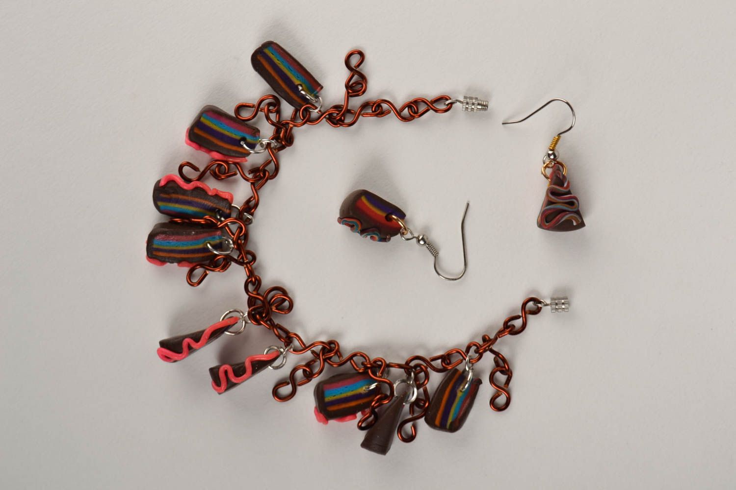 Handmade designer cute earrings stylish wrist bracelet elegant jewelry set photo 4