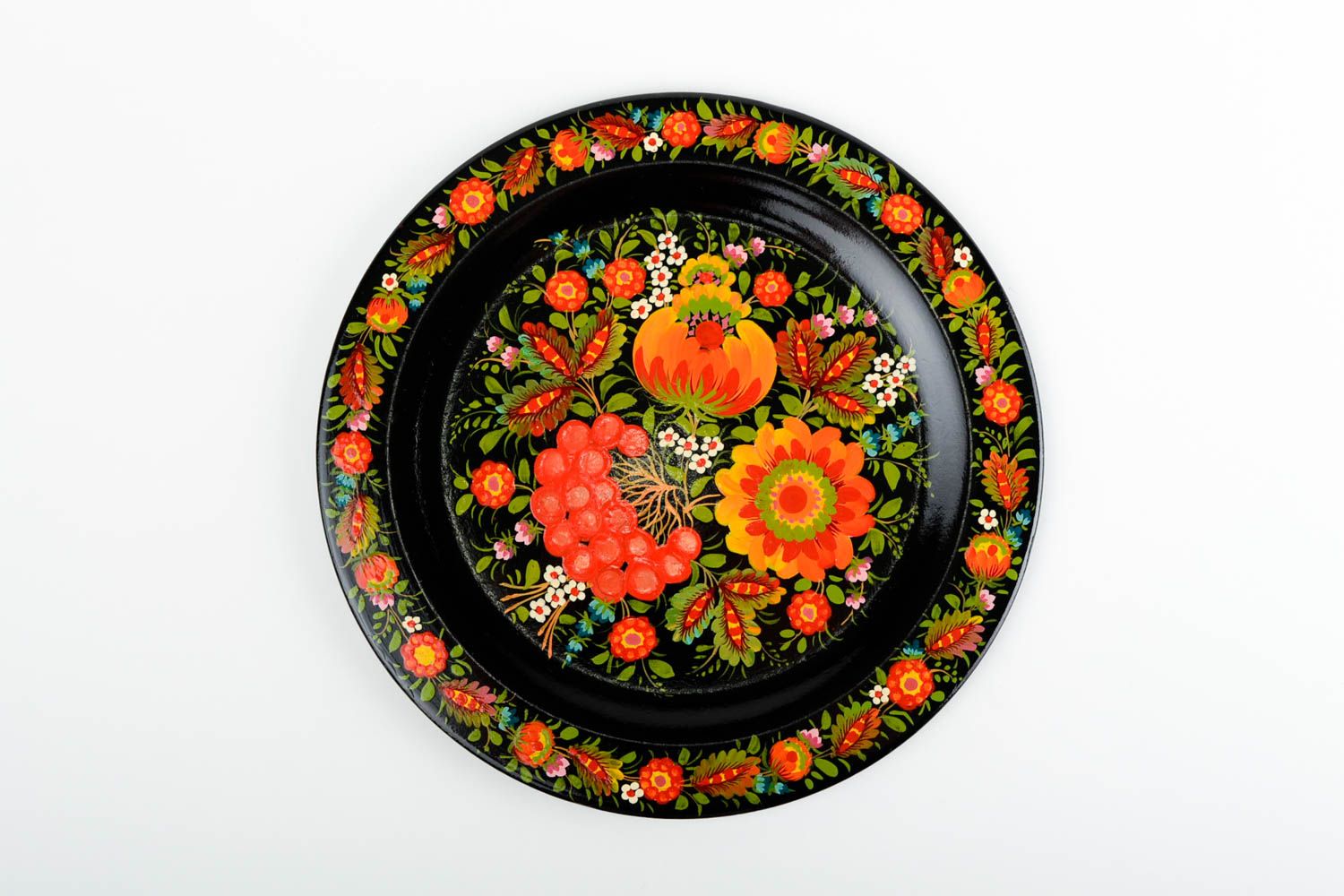 Handmade wooden painted plate ware in ethnic style decorative use only photo 4