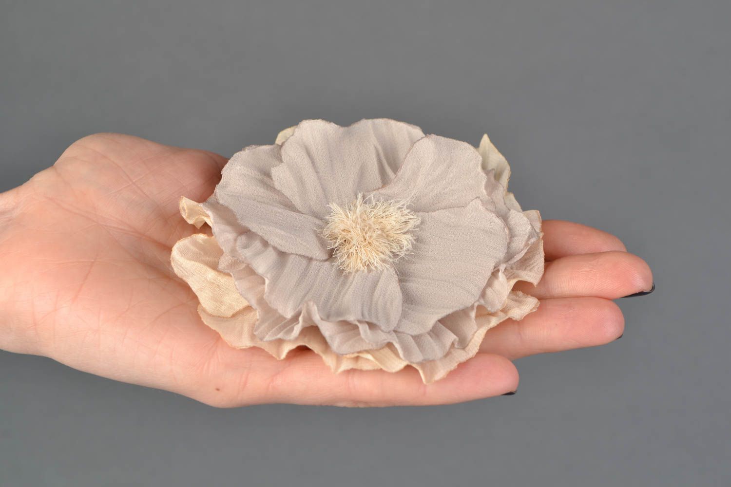 Broche faite main en chiffon en forme de fleur douce grande rose pour femme photo 2