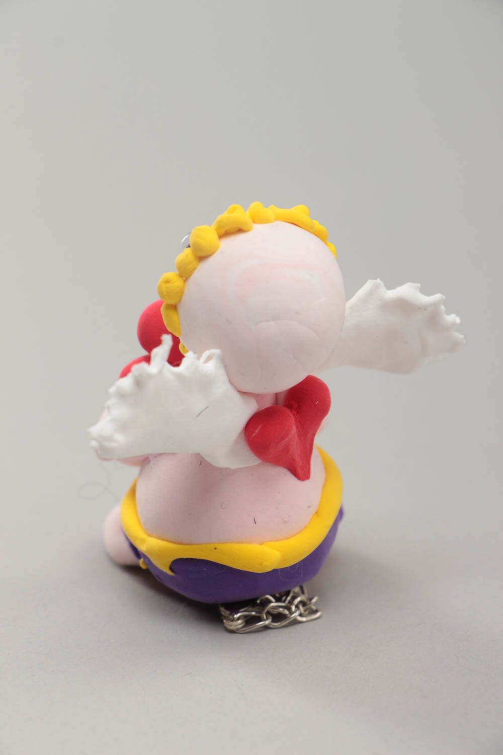Miniature handmade souvenir polymer clay figurine of angel photo 3