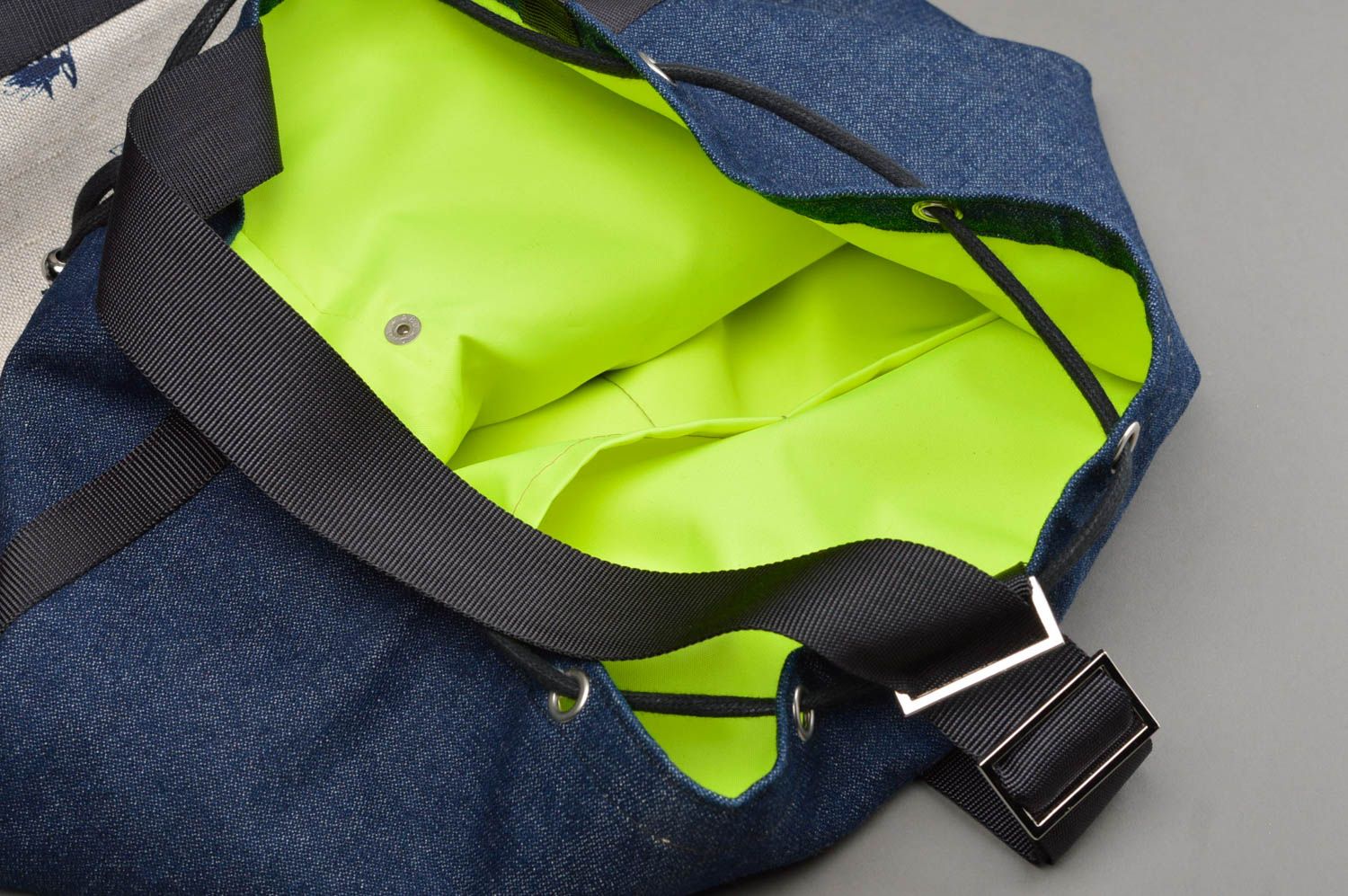 Sac à dos fait main Sac tendance en lin coton et synthétique Cadeau original photo 3