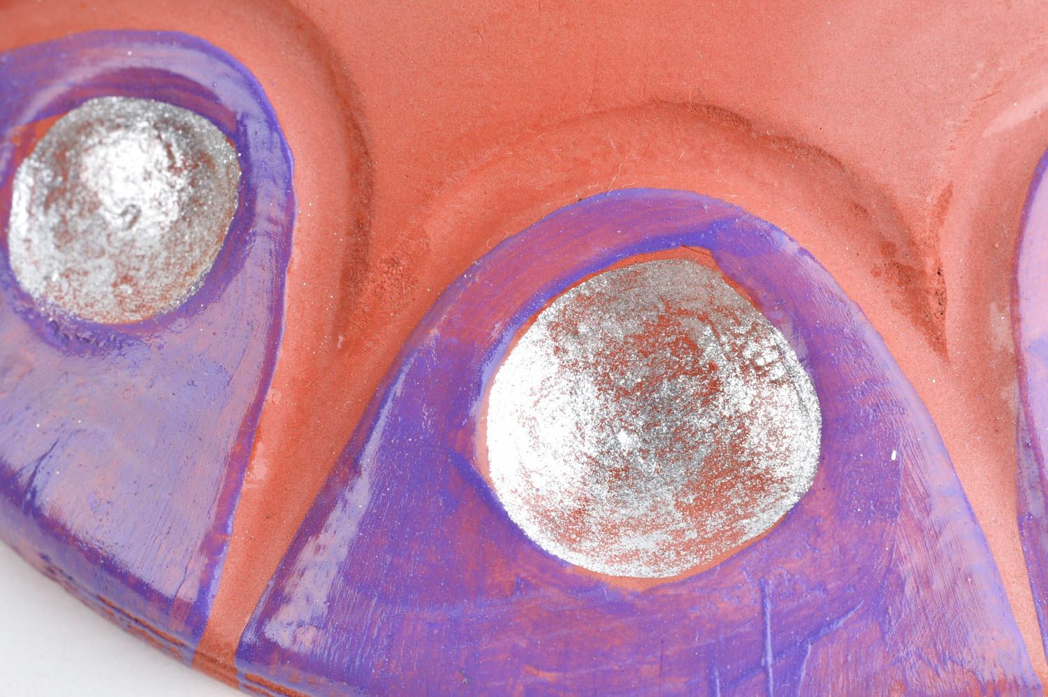 Portavelas de yeso naranja y lila artesanal decoración de hogar regalo original foto 5
