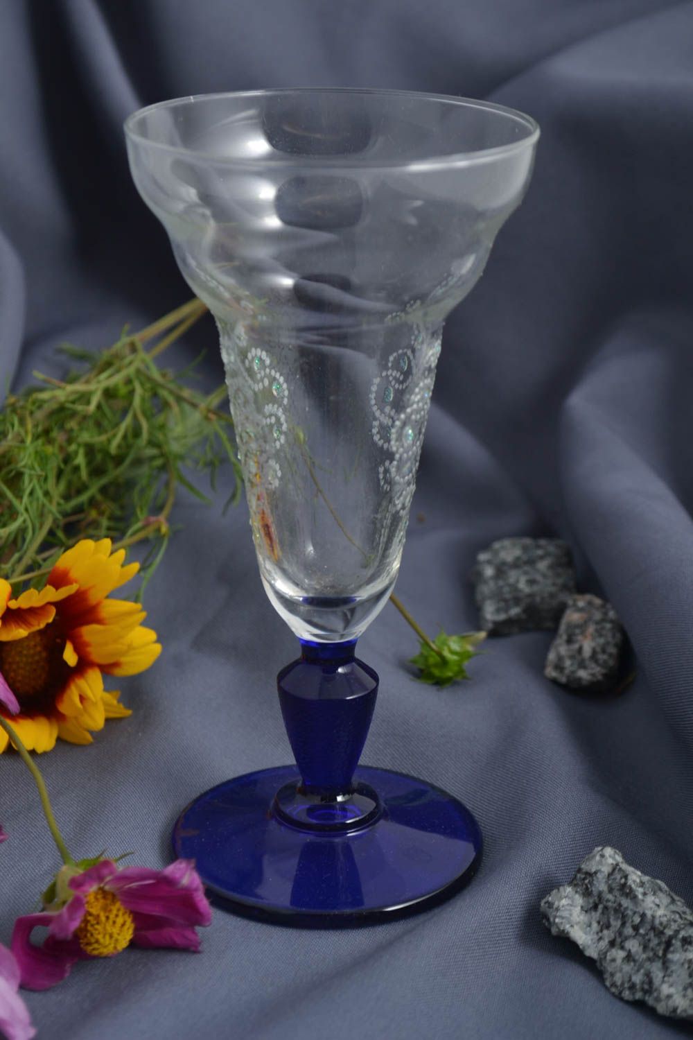 Handmade Champagner Glas Designer Geschenk schönes Geschirr Sekt Glas bemalt foto 1