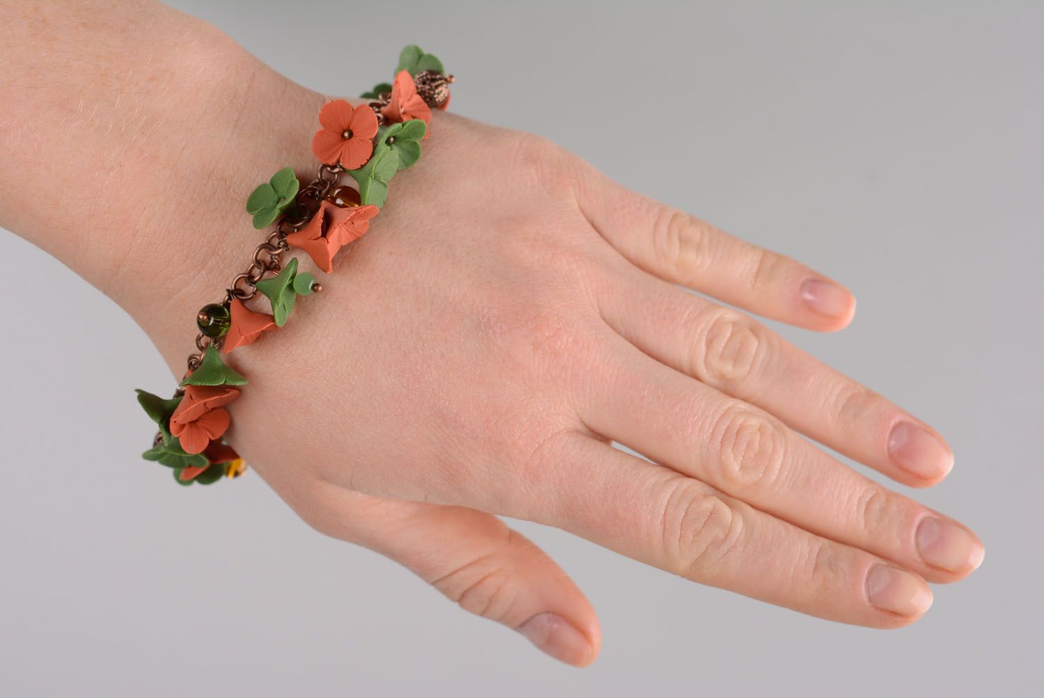 Polymer clay flower bracelet photo 2