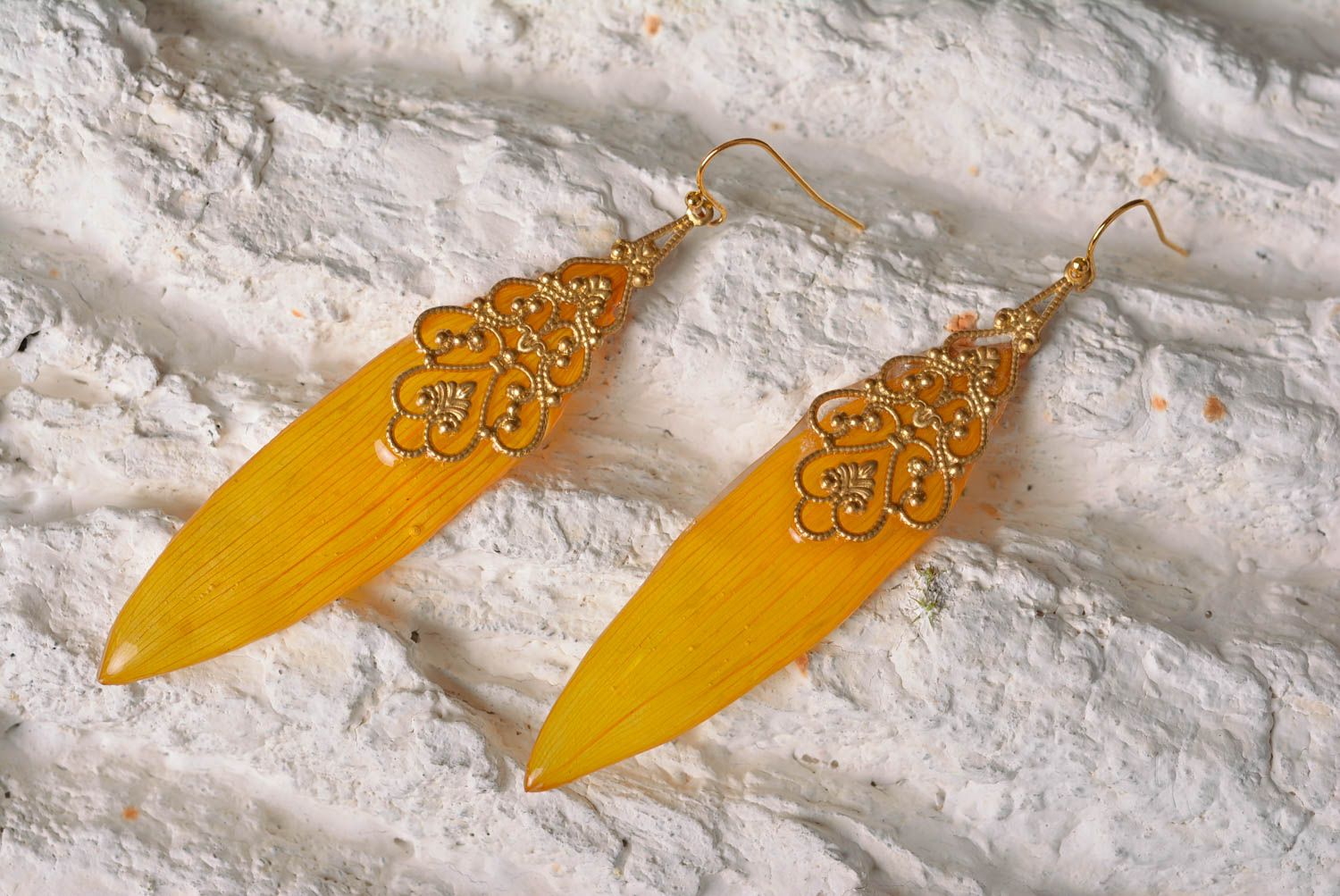 Handmade Modeschmuck Ohrringe Designer Schmuck Accessoire für Frauen Sonnenblume foto 1