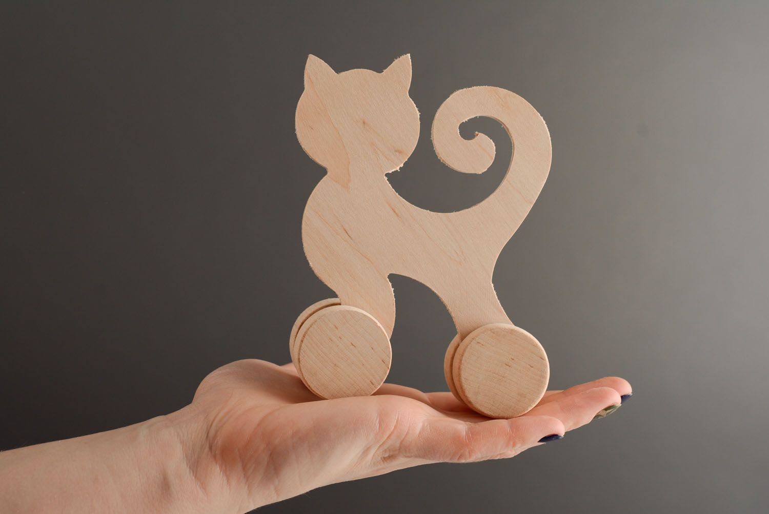 Jouet chat en bois à décorer fait main photo 3
