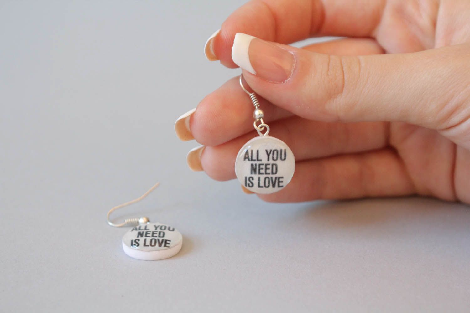 Polymer clay earrings All you need is love photo 5