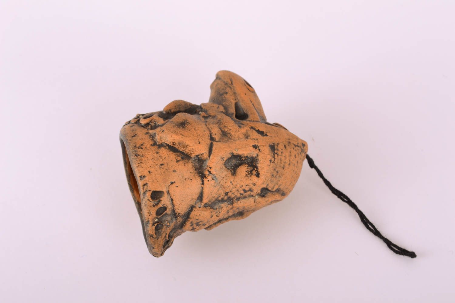 Ceramic bell kilned with milk Magpie-Crow photo 3