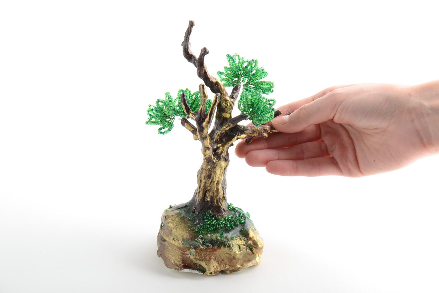 Árbol decorativo de cuentas bonsái topiario artesanal de abalorios souvenir foto 5