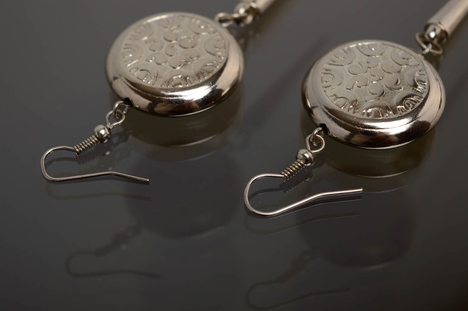 Metal earrings with charms photo 4