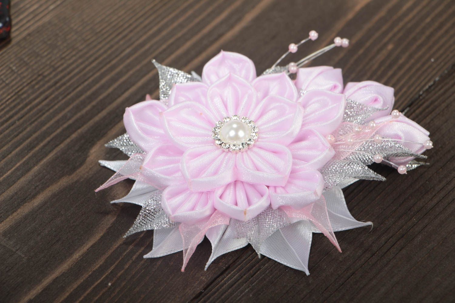 Gentle handmade flower brooch textile floristry fashion accessories gift ideas photo 1