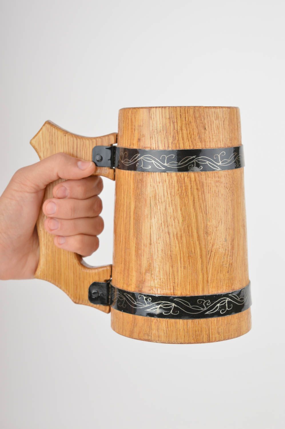 Bierkrug aus Holz handgemacht Öko Geschirr groß Geschenk für Männer originell foto 5