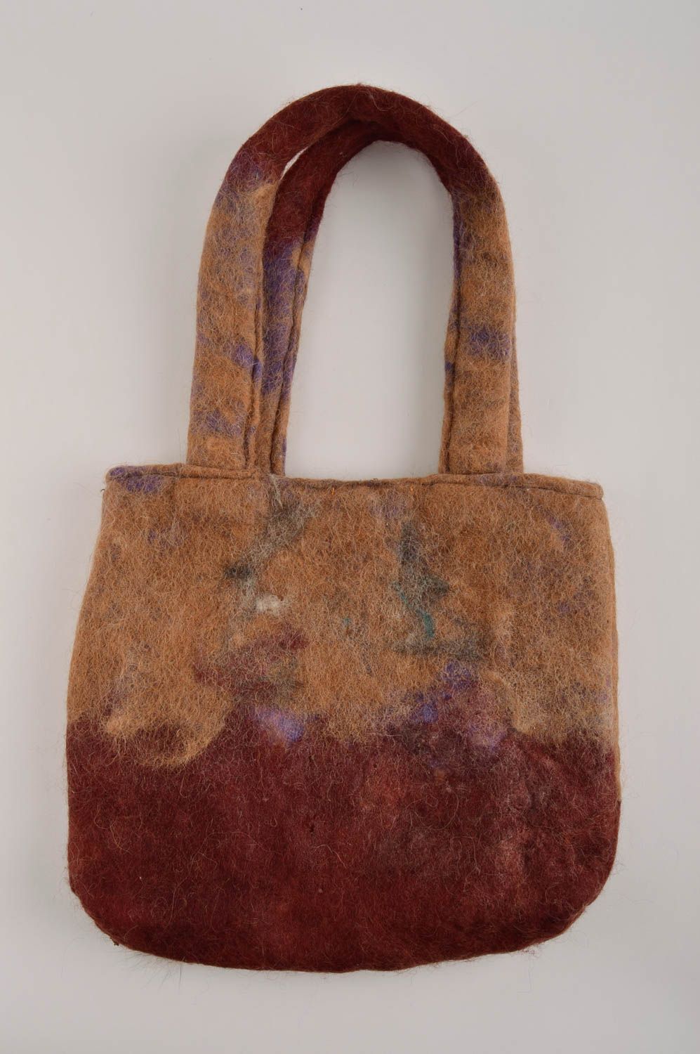 Женская сумка ручной работы сумка из шерсти коричневая сумка валяние с ручками фото 4