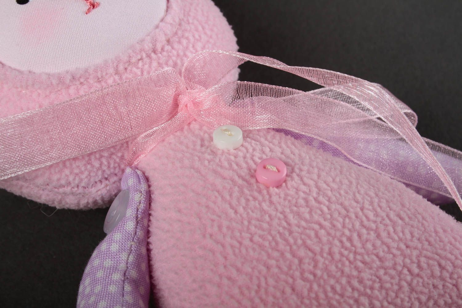 Peluche lièvre faite main Jouet en tissu rose Cadeau pour enfant original photo 4