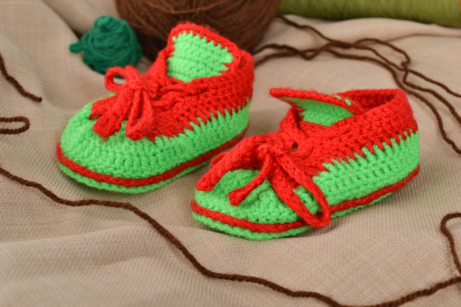Warme Babyschuhe handgefertigte Schuhe Geschenke für Kleinkinder rot grün foto 1