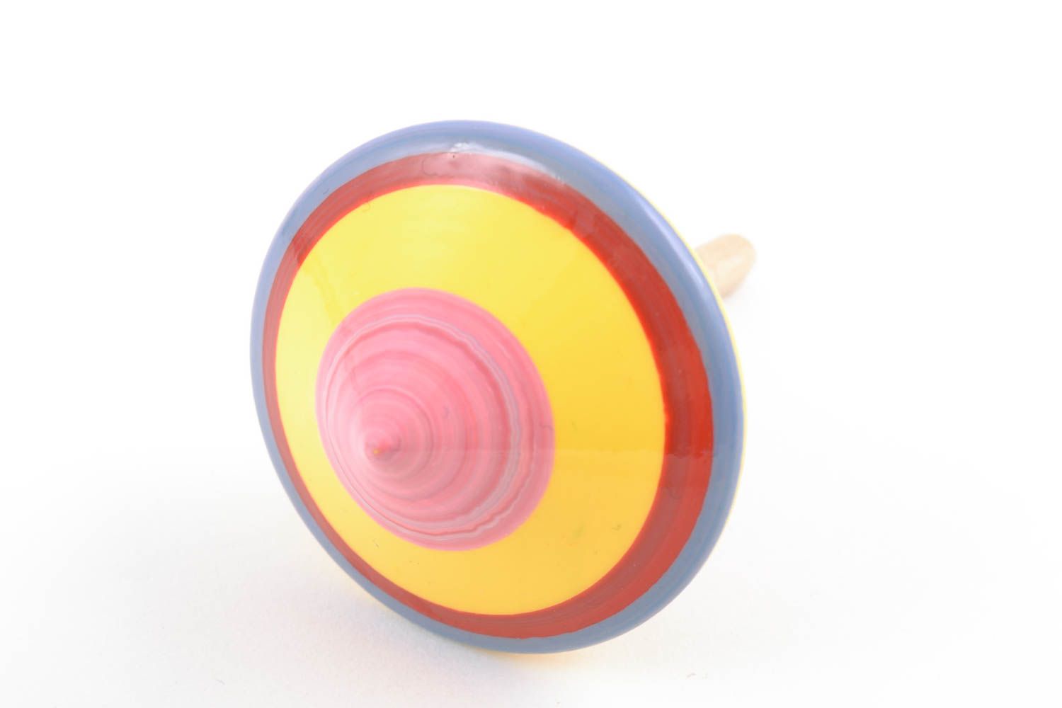 Handmade eco painted wooden toy spinning top for children photo 3