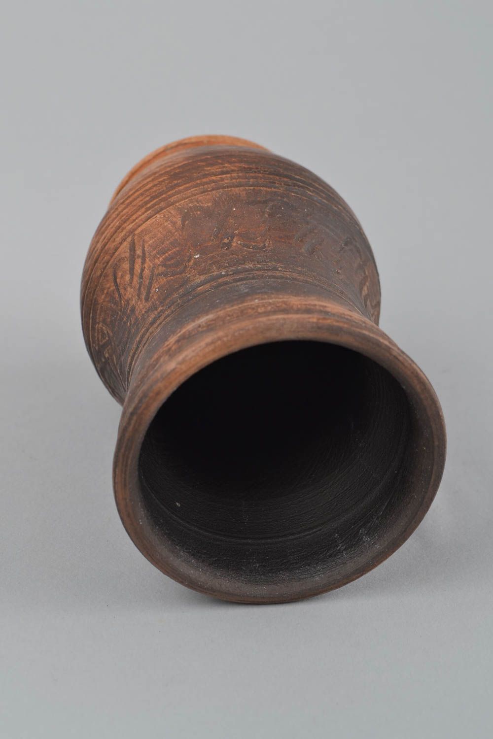 Vaso de arcilla artesanal de forma original bonito marrón de regalo 300 ml foto 4