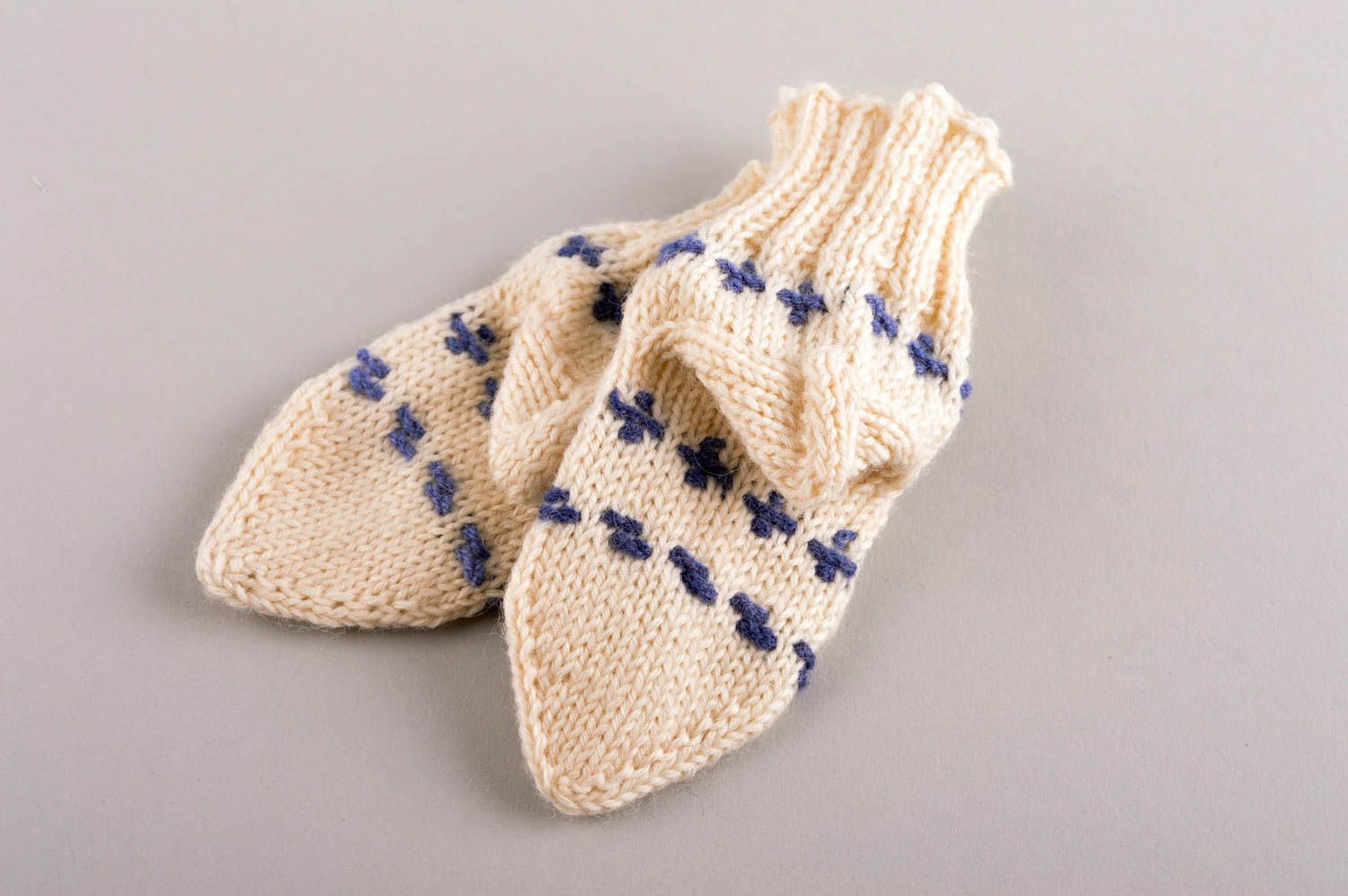 Носки ручной работы шерстяные носки белые детские носки теплые маленькие фото 5