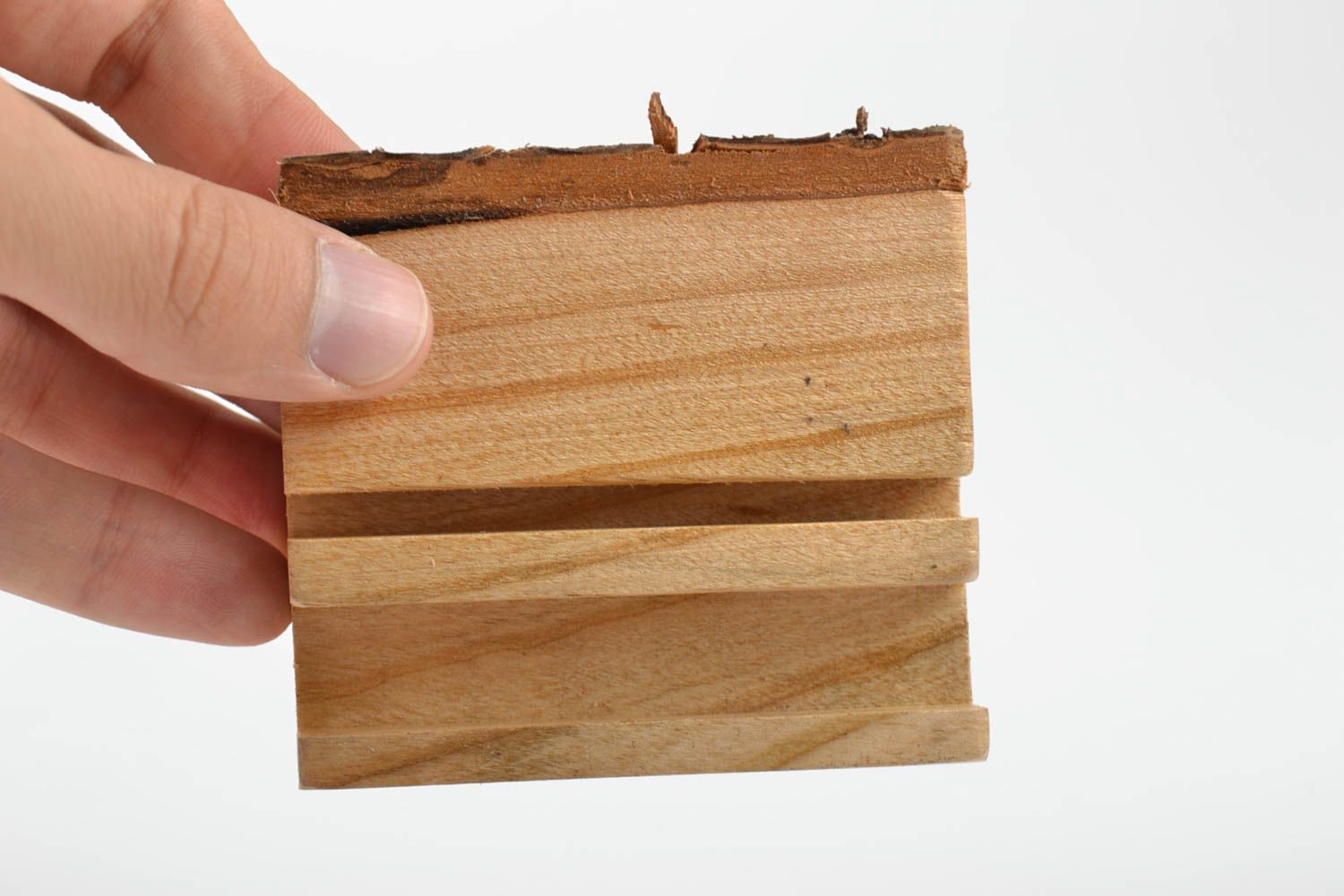 Soporte para móvil hecho a mano de madera accesorio ecológico de moda foto 5