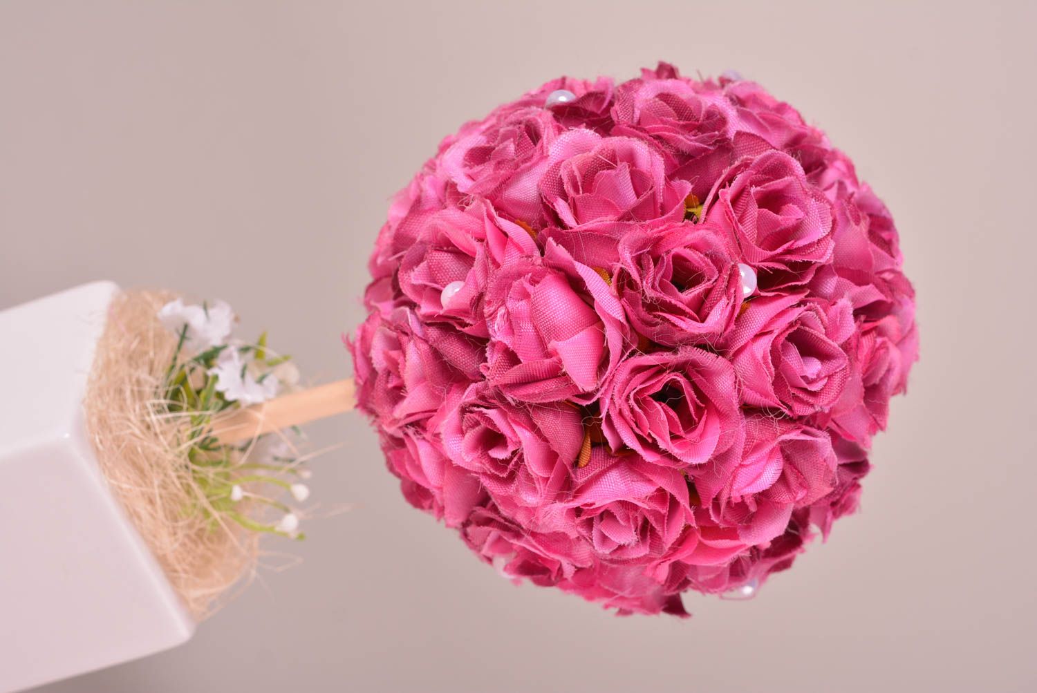 Topiaire artificiel Arbre du bonheur fait main rose Décoration maison cadeau photo 3