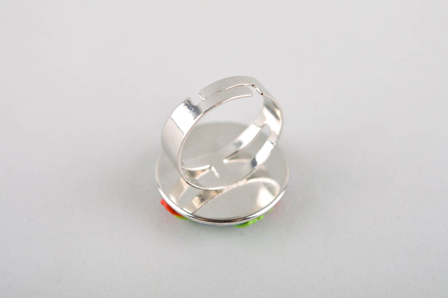Ring Damen handmade Ring Schmuck Blumen Ring aus Polymerton Geschenk Idee grell foto 4