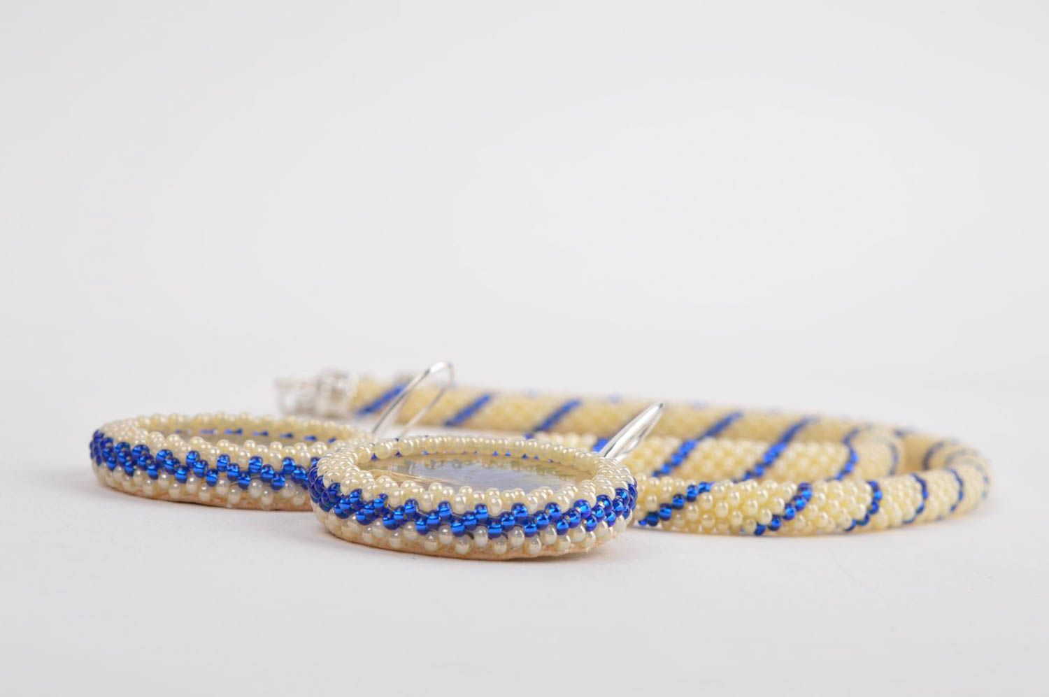 Handmade beaded cord necklace unusual designer necklace elegant jewelry photo 3