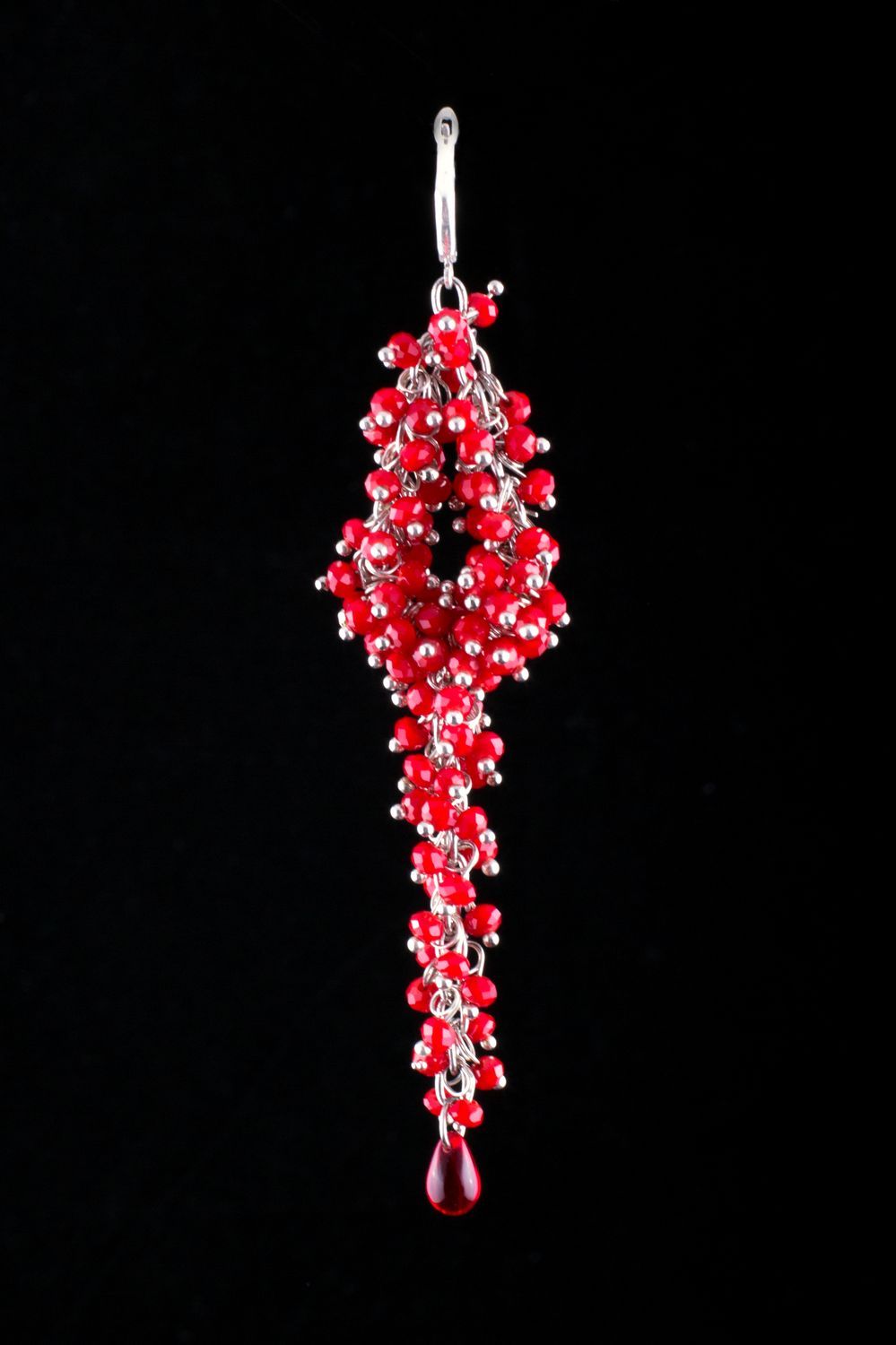 Pendientes hechos a mano largos bisutería de moda pendientes de cristal rojo  foto 2
