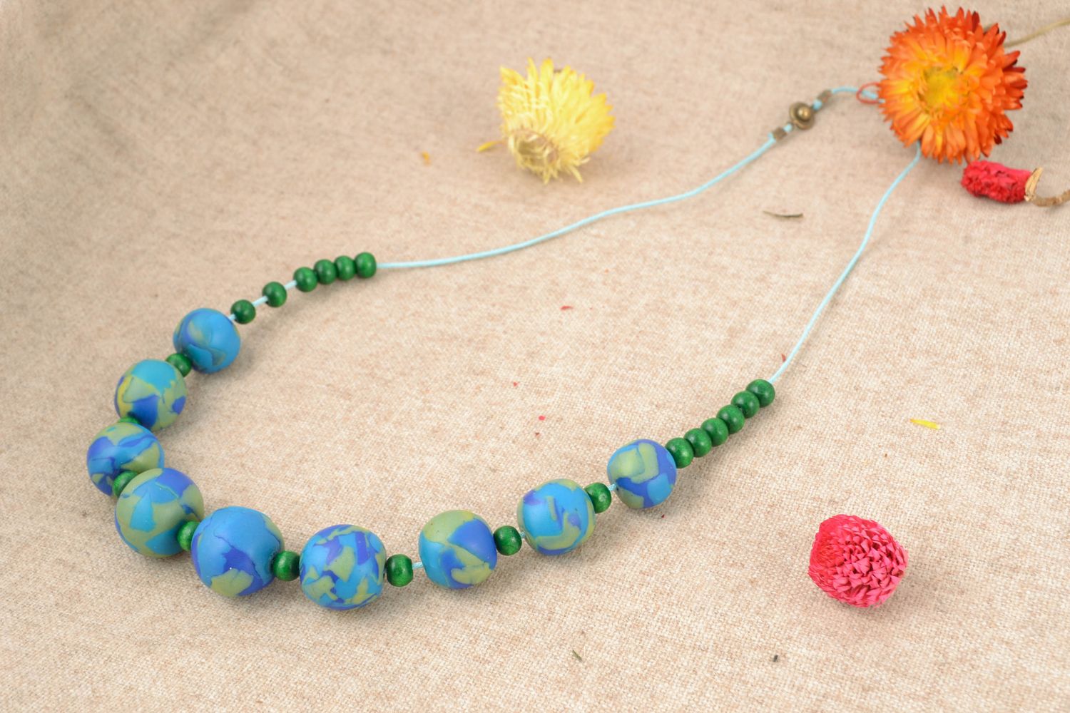 Beautiful polymer clay necklace photo 1