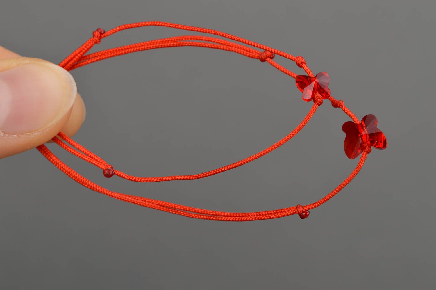 Bracelets textiles Bijoux faits main Accessoires femme 2 pcs rouges fil de soie photo 4
