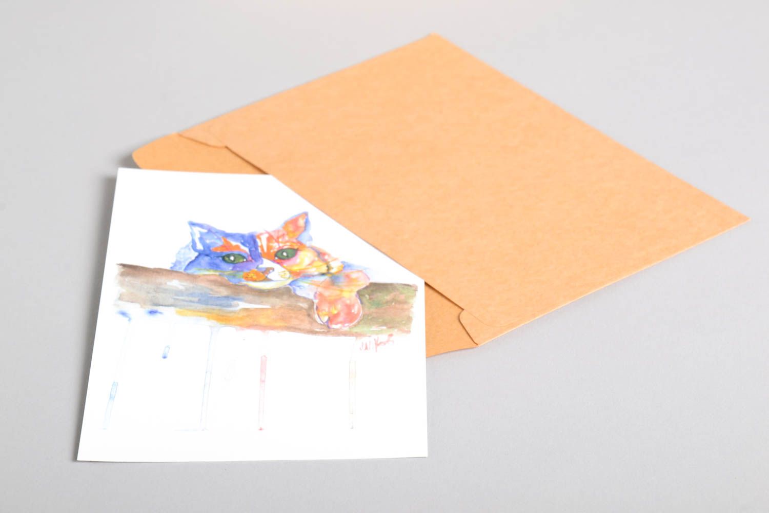 Tarjeta decorada a mano de papel postal para felicitar artesanal regalo original foto 4
