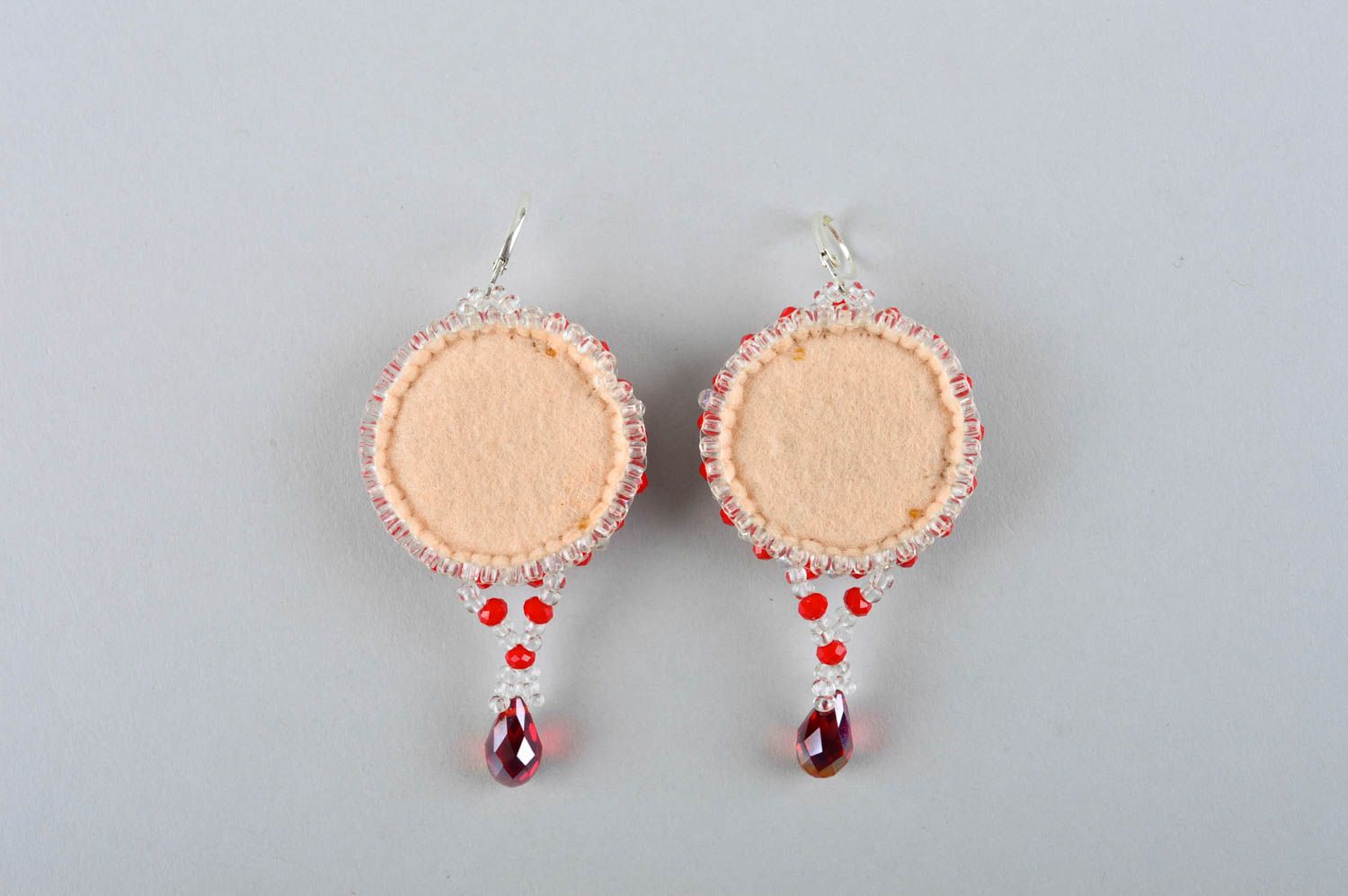 Handmade embroidered earrings beaded stylish earrings unusual accessory photo 5