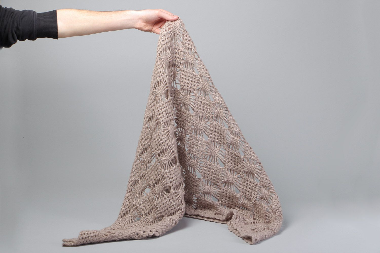 Warmer gehäkelter handmade Schal aus Wolle und Angora für Schultern oder Hals foto 5