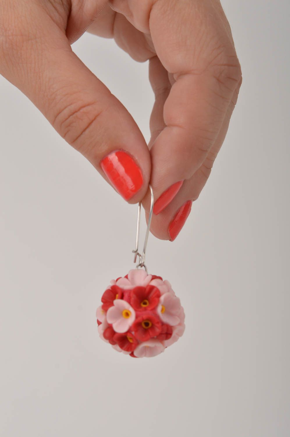 Ohrringe für Damen handgemachter Schmuck Polymer Clay Schmuck Blumensträuße rund foto 2