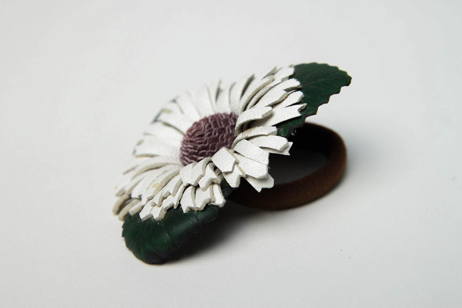 Girls hair accessories hair tie handmade leather goods flower jewelry cool gifts photo 4