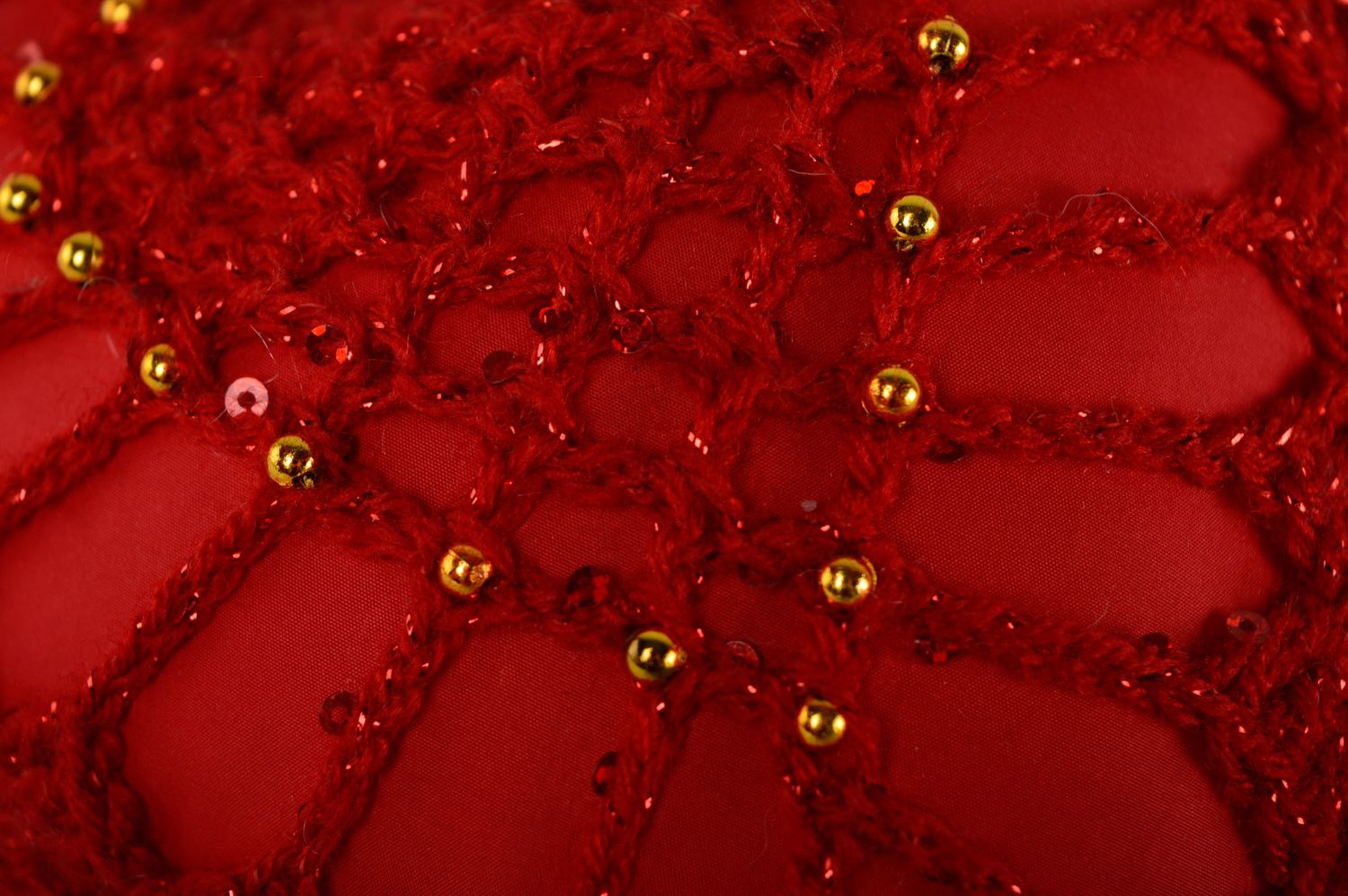 Интерьерная подвеска из ниток ручной работы Красное сердце фото 5