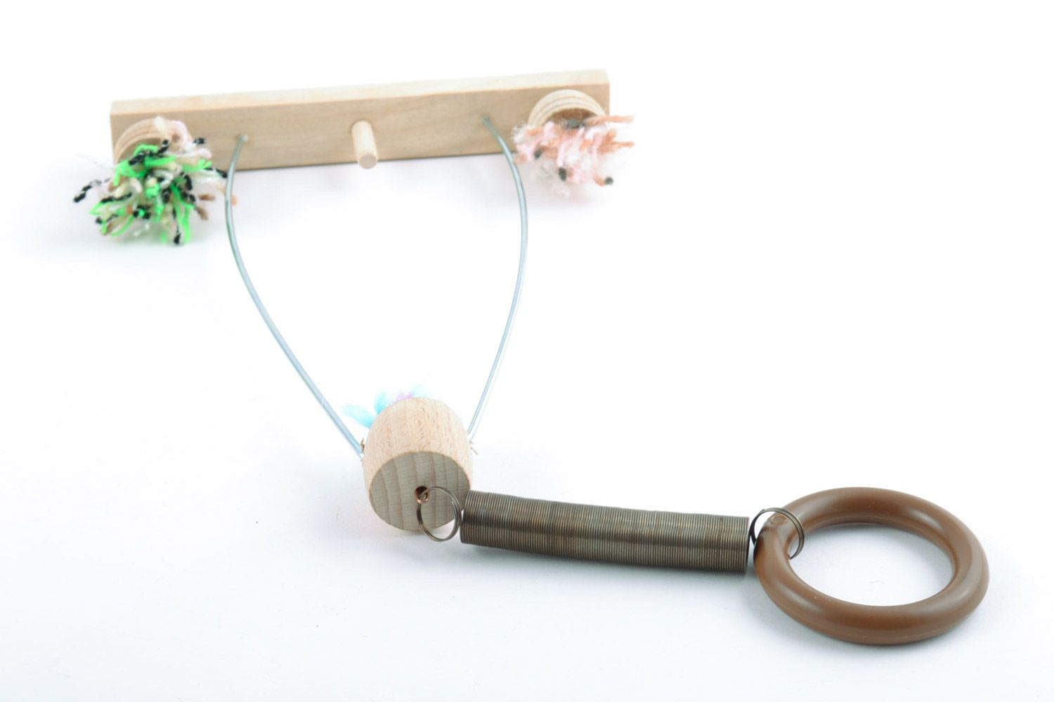 Natural handmade wooden toy swing with spring for children and home photo 4