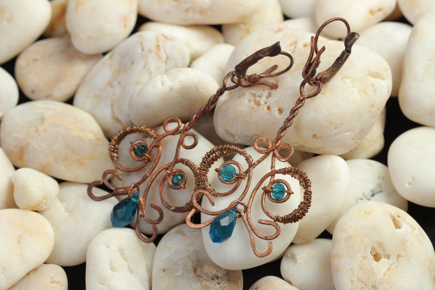 Handmade metal earrings wire wrap earrings design metal craft cool jewelry photo 1