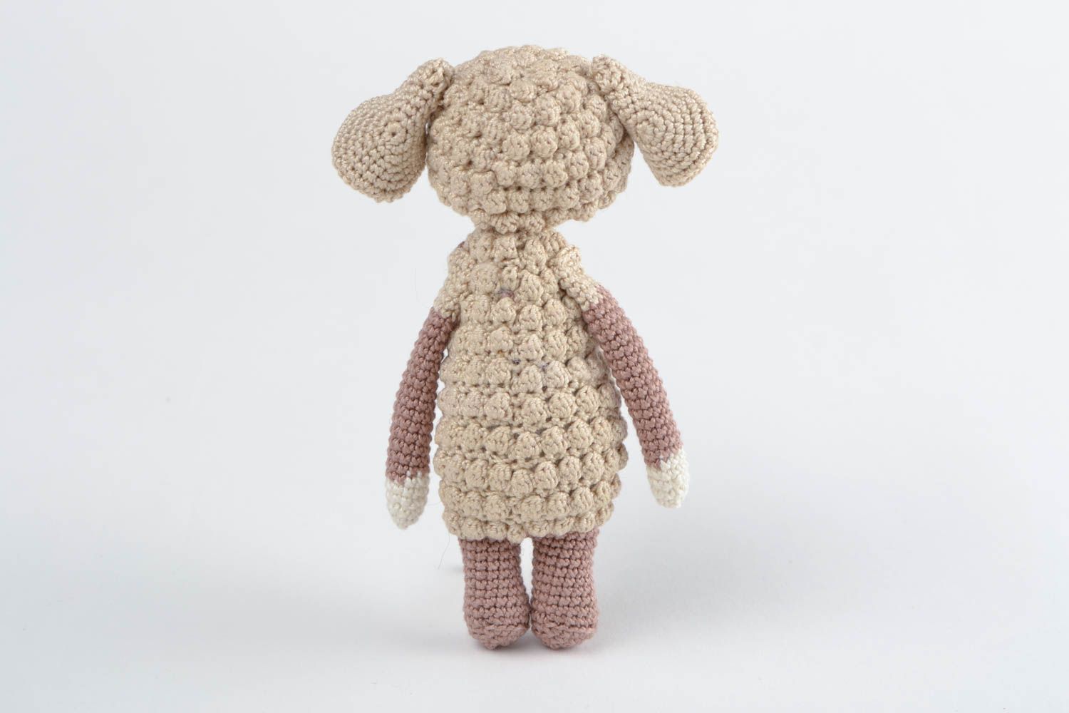 Beautiful interesting cute unusual sweet handmade soft crochet cotton lamb toy  photo 5