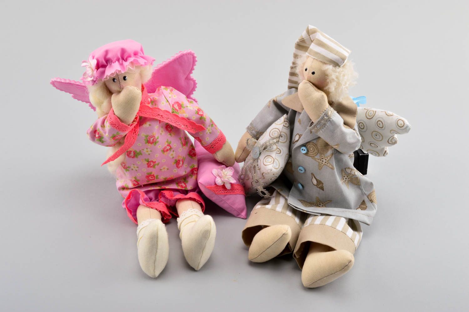 Set of toys handmade soft toys angel toys fabric dolls textile interior dolls photo 1