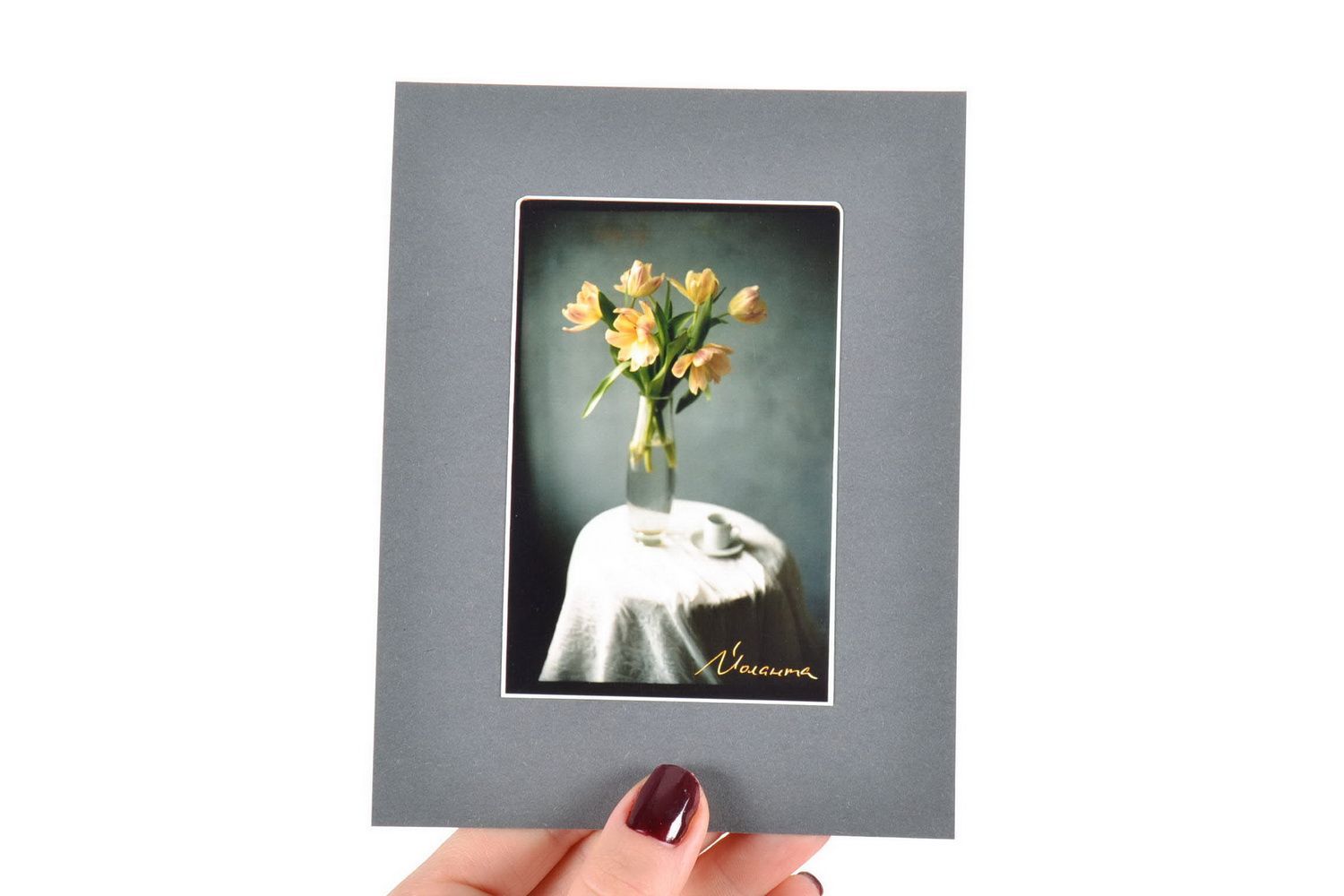 Carte postale faite main avec fleurs photo 5