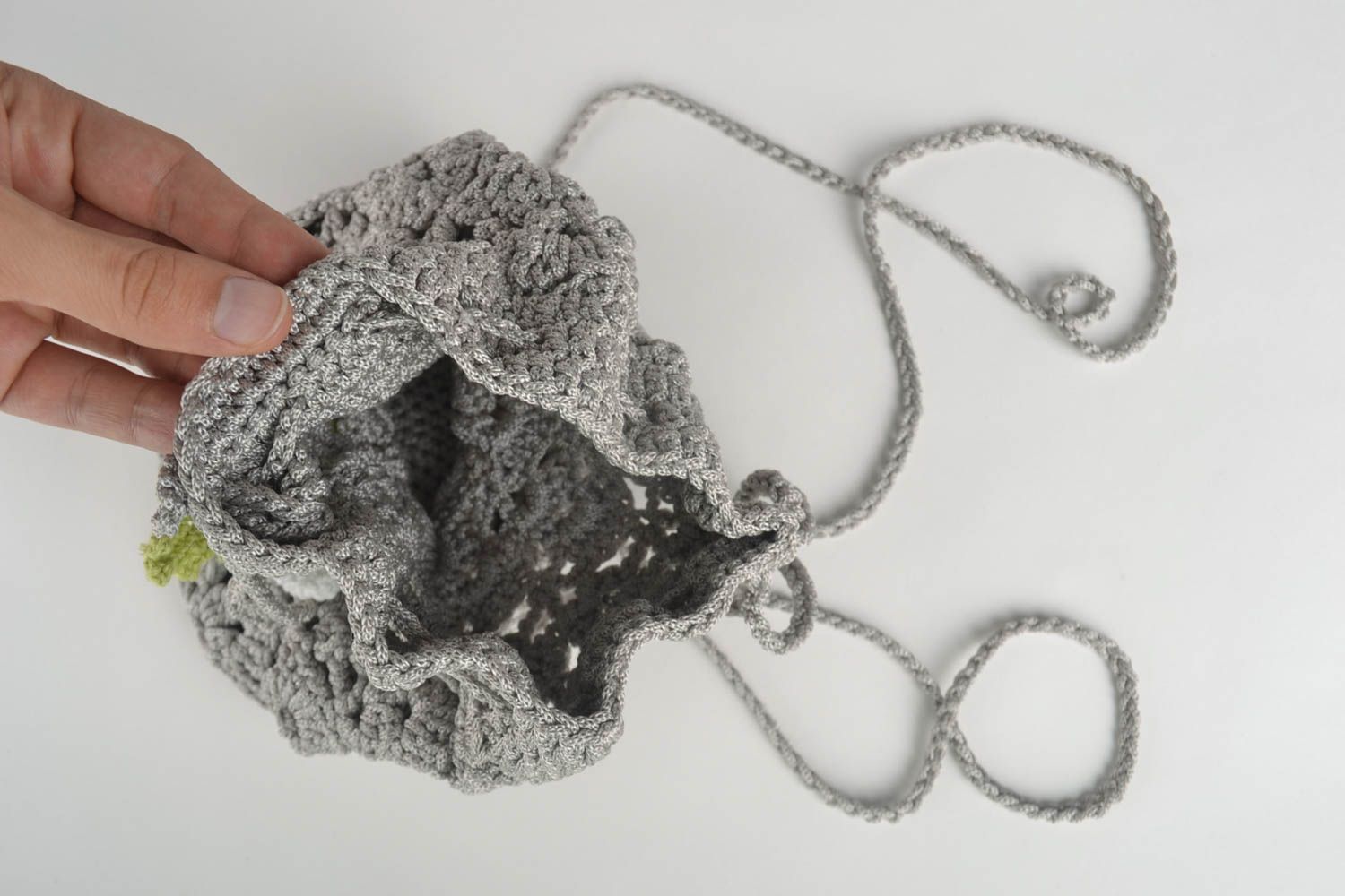 Mochila para mujer artesanal gris accesorio de moda regalo original Amapola foto 5