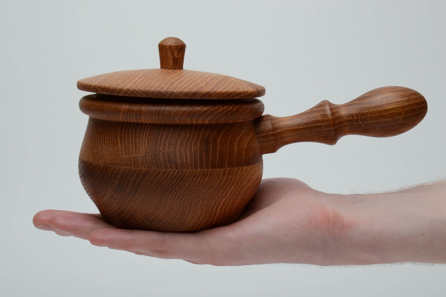 Wooden pot with handle photo 5