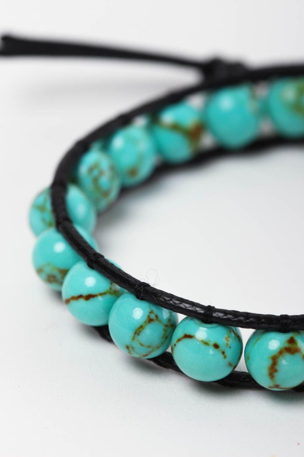Handmade bracelet with natural stones woven turquoise bracelet fashion jewelry photo 3