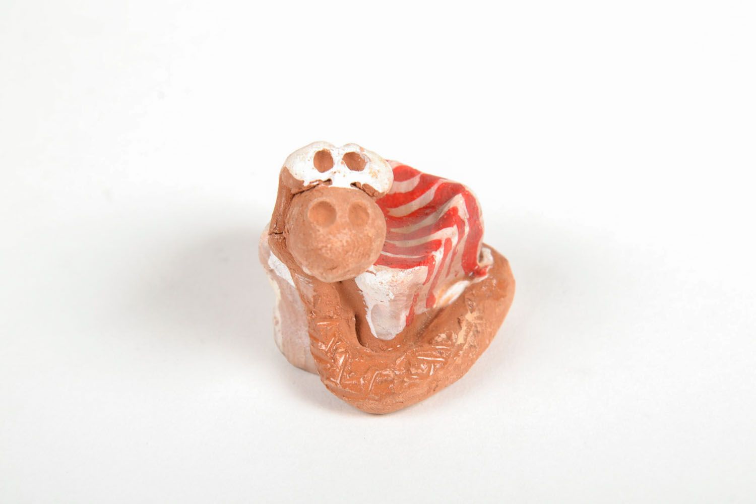 Statuetta serpente in argilla fatta a mano figurina decorativa in ceramica 
 foto 4